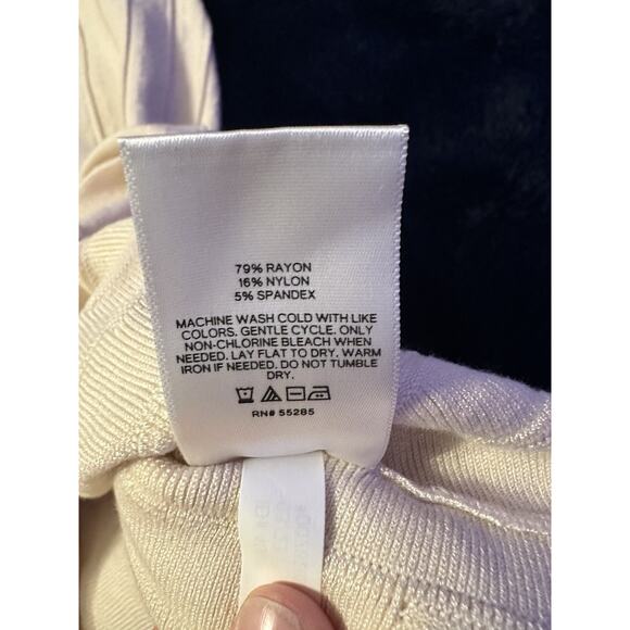 NWT Express XS Sleeveless Midi Dress Ribbed Knit Flared Mermaid Hem Cream Fairy - Picture 7 of 12